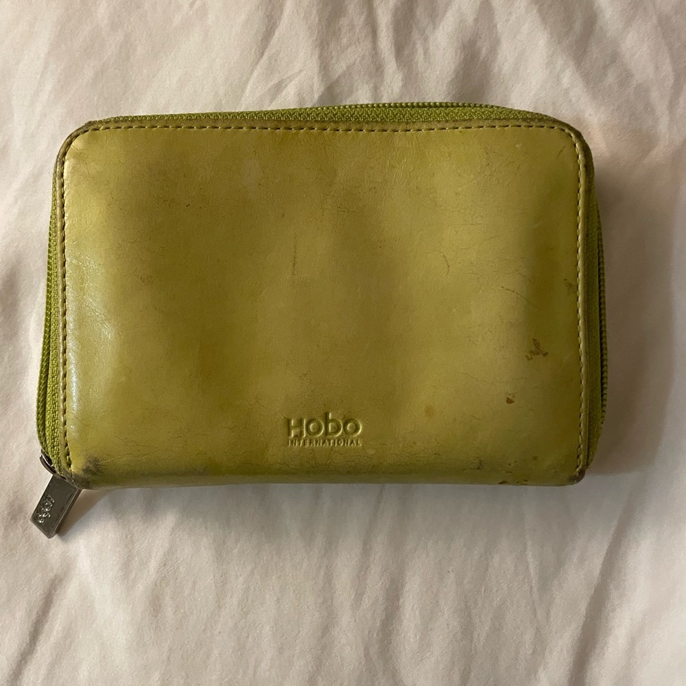Vintage Hobo International Green Wallet with paisley interior
